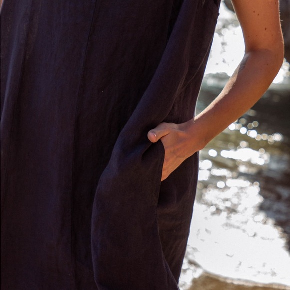 Nina Kendosa Paris Eggplant Purple Melissa Linen Mini Dress One Size - Picture 4 of 9